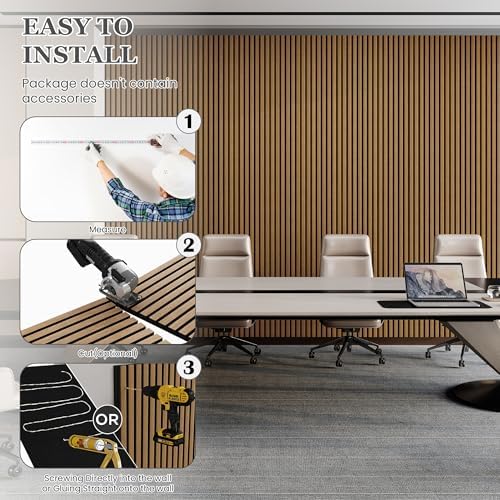 2 Pack Wood Salt Acoustic Wall Panels 94" x 23.6" x 0.8", Natural Oak - Image 4