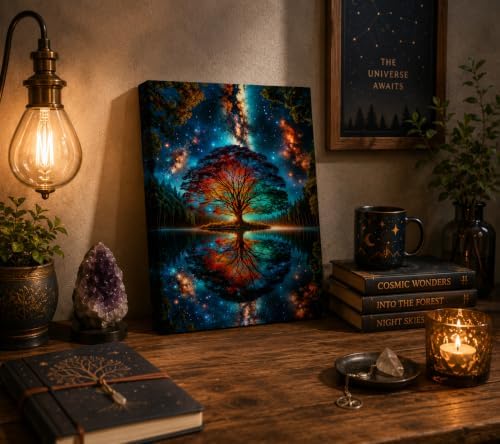 Tree of Life Canvas Wall Art Starry sky reflection Pictures Wall Decor Modern - Image 2