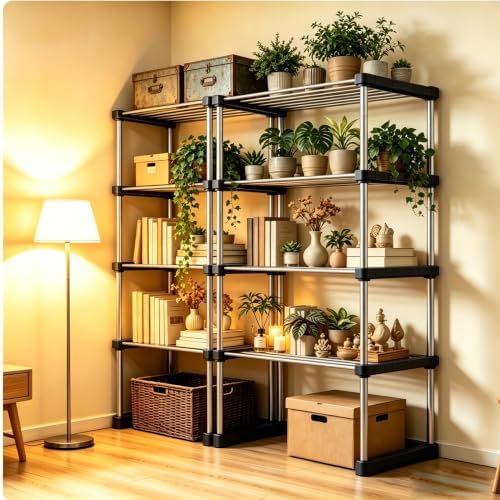 BLULEE Expandable Standing Shelf Unit, Adjustable Storage Rack Black - Image 3