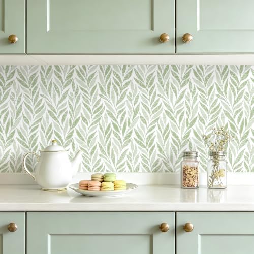 Safiyya Green Leaf Peel and Stick Wallpaper 393"x17.3" Boho Modern Farmhouse - Image 6
