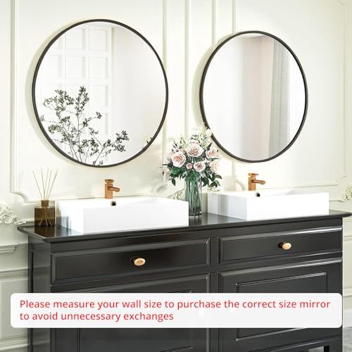 Black Round Mirror 22 Inch, Wall Circle Mirror - Image 2