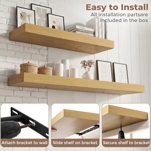 30 Inch Floating Shelves for Wall, Oak Finish - Image 6
