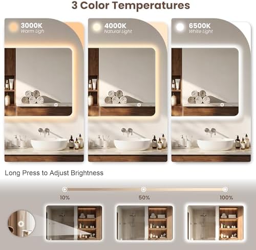 30"x48" Frameless LED Backlit Bathroom Mirror Dimmable - Image 3