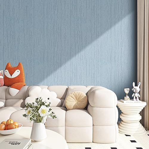 FunStick 15.8"x472" Ash Blue Wallpaper Textured Grasscloth Peel and Stick - Image 2