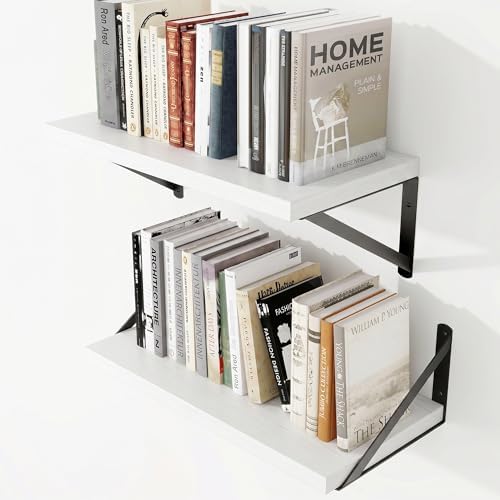 Deep Wall Shelves 16"W x 8"D Engineered Wood Floating Shelves by Venusmiles