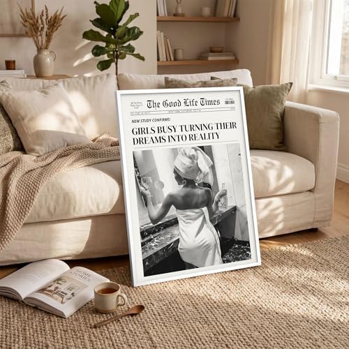 Fashion Black And White Newspaper Wall Art 12x18in White Framed Retro Cocktail - Image 3