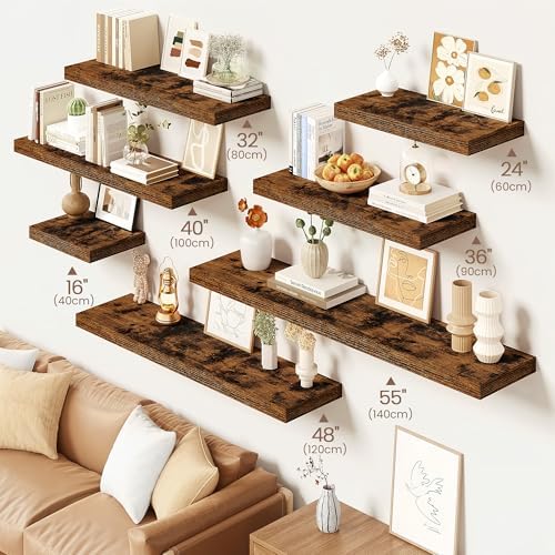 Vivelove Floating Shelves 9 inch Deep 32”Long Set of 2, Rustic Brown - Image 2