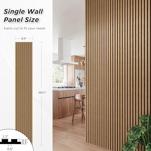 SMARTSTANDARD 2 Pack 106" x 12.6" Wood Slat Wall Panels, American Oak - Image 3
