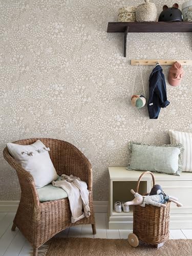 Heroad Peel and Stick Wallpaper Boho Beige Contact Paper Floral Wall Paper - Image 3