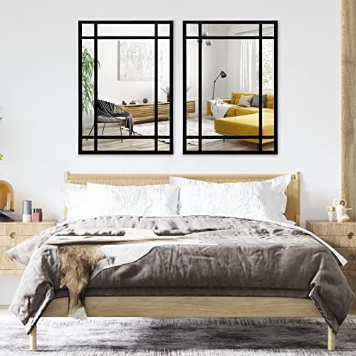 HQiJun Black Rectangle Mirror, Farmhouse Decorative Wall Mirror - Image 7