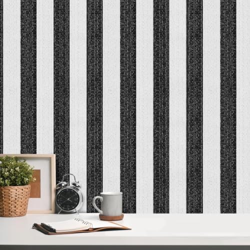 Black Stripe Peel and Stick Wallpaper 15.7" x 118" by Horryhaushomedecoration