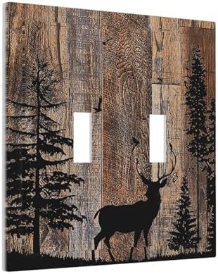 Decorative Switch Plates Rustic Forest Antler Elk Deer Silhouettes Animals Wood - Image 2