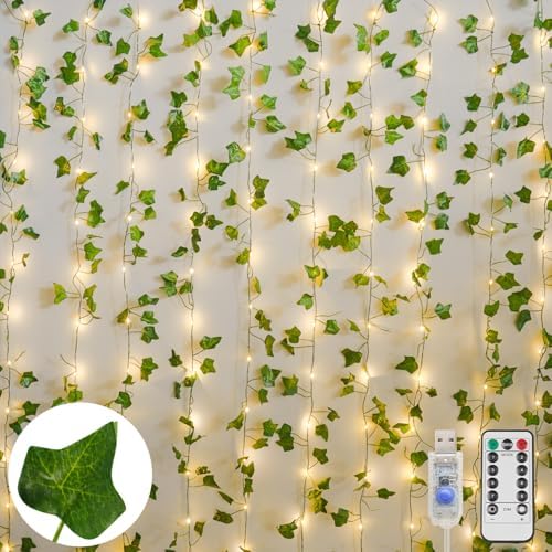 suddus Vine Lights for Bedroom 200 LED Ivy Curtain Lights Remote6.5x6.5ft by SUDDUS
