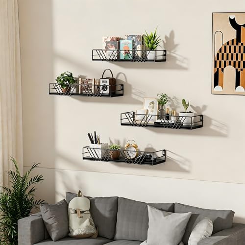 Floating Shelves for Wall, 4 Sets Rustic Shelf - Image 2
