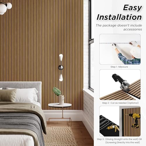 SMARTSTANDARD 2 Pack 105.9" x 12.6" Wood Slat Wall Panels, Classic Oak - Image 5