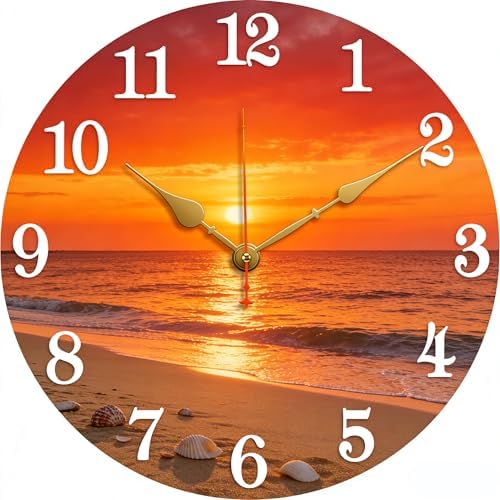 12 Inch Wooden Wall Clock, Silent Non-Ticking Battery Operated by Unknown