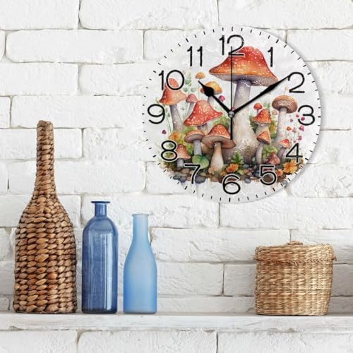 ALAZA Mushroom Wall Clock Battery Operated Non Ticking Silent Quartz Analog - Image 3