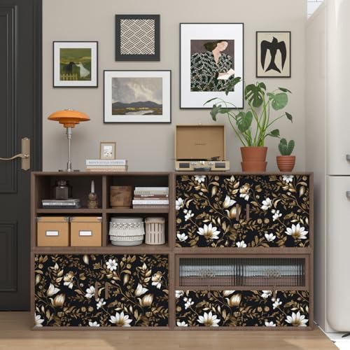 BOKEBEVE Black Gold Leaf Wallpaper Peel and Stick Vintage 17.5 x 196In - Image 3