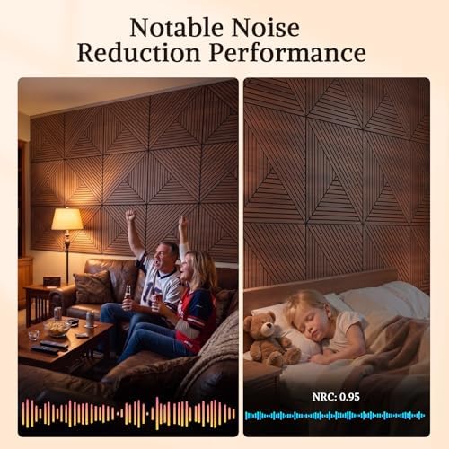 Acoustic Wall Panels, 8 Piece 23.62"X 23.62" PVC Peel and Stick Wall Panels - Image 4