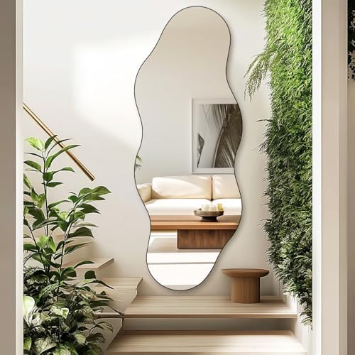QDSSDECO 63" x 24" Full Length Mirror Irregular Wavy Mirror - Image 5