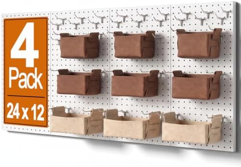 Peg Board, 4 Pack Metal Pegboard Panels and 63 Pcs Hooks and Baskets, Garage by PBHEPJ