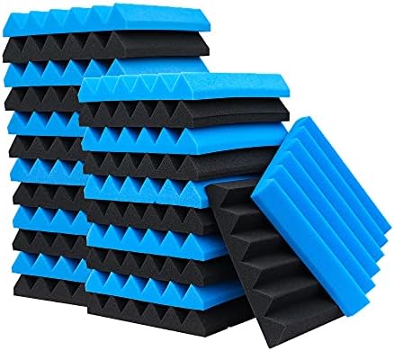 24 Pack Acoustic Foam Panels, Offices Walls Ceiling（12 Blue+12 Black） by KTOESHEO