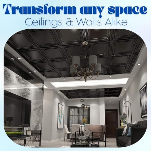 Art3d PVC Drop Ceiling Tiles 24x24 in, 96 Sq.Ft, Matte Black - Image 5