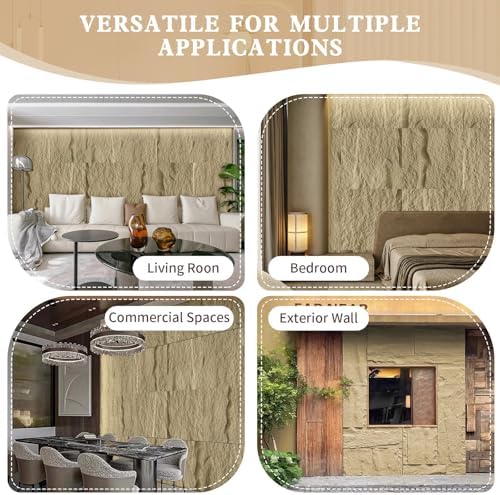 8 PCS 3D Faux Stone Wall Panels Coverings Interior & Exterior Walls, - Image 6