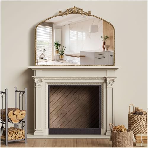 40"x30" Vintage Gold Wall Mirror, Beaded Baroque Mirror - Image 6