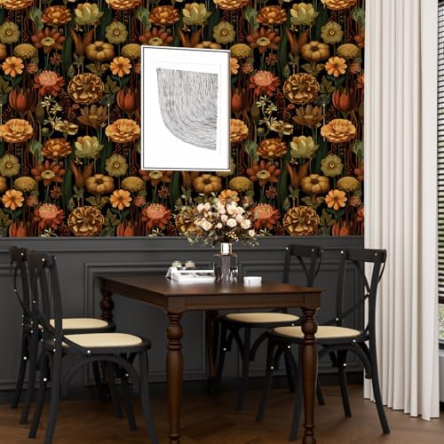 BOKEBEVE Wildlife Floral Wallpaper Peel Stick Vintage Brown 17.5 x 118In - Image 3