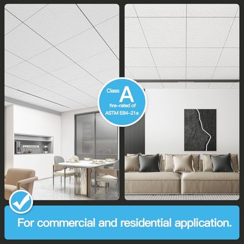 Art3d 12-Pack Stucco Texture Drop Ceiling Tiles, No Sag and Breakage - Image 2