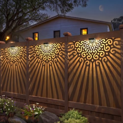 Hapjoy Solar Fence Lights Outdoor 4 Pack Solar Step Lights LED Powered Wall - Image 2