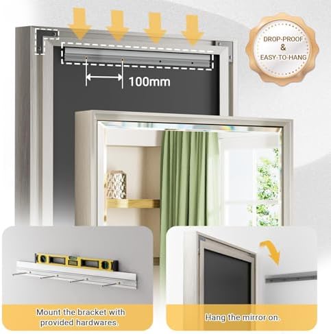 16x60 Inch Brushed Nickel Rectangle Full Length Mirror - Image 5