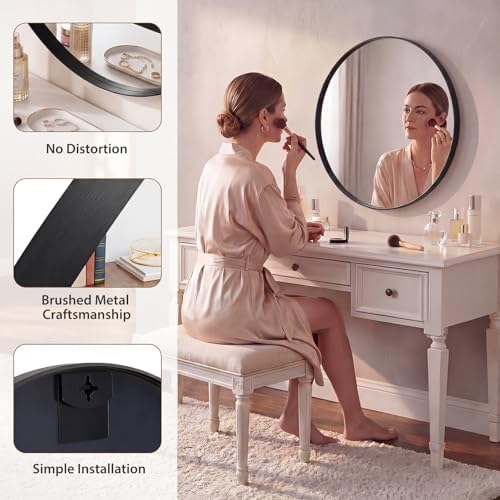 Sweetcrispy Round Bathroom Wall Mirror, Circle Vanity Mirror, 24 Inch - Image 3