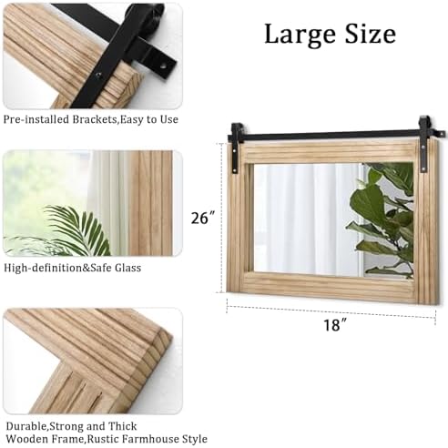 AAZZKANG Mirrors for Wall Large Rectangle Barn Door Mirror - Image 2