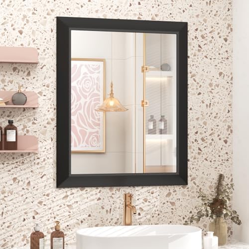 SMIROR 24x28 Matte Black Bathroom Vanity Mirror by SMIROR