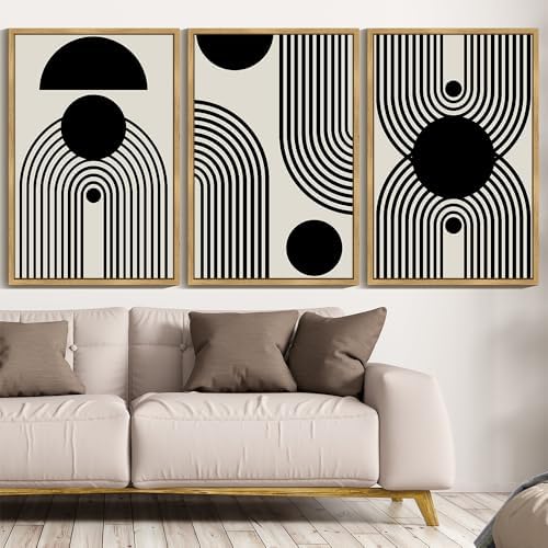 Drsoum Large 24x36in Black and White Abstract Framed Wall Art Decor Duotone by Drsoum