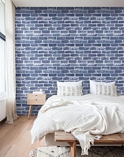 Timeet Brick Wallpaper Peel and Stick Wallpaper Blue Self-Adhesive Contact - Image 3