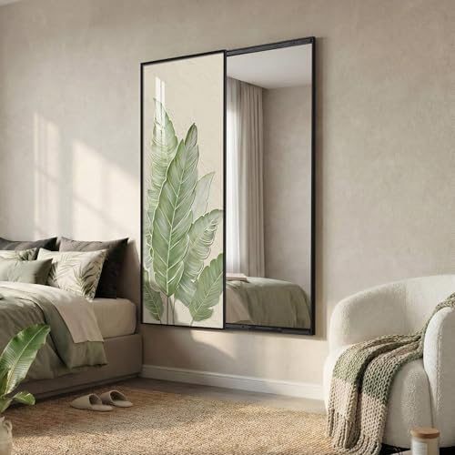 Framed Sliding Wall Mounted Green Full Length Mirror, Full Body Mirror - Image 4