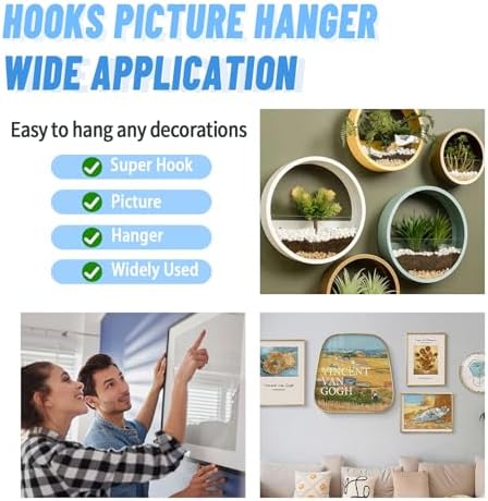FURHUA 30pcs Black Super Hook Picture Hangers and Office Pack, Drywall Hooks - Image 7
