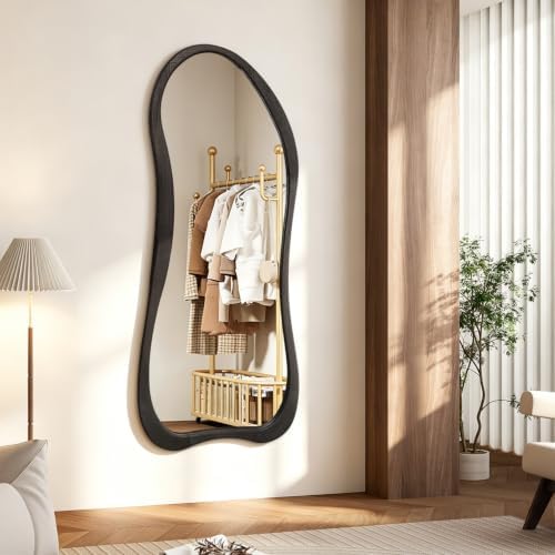 AAZZKANG Mirror Full Length Black Large Irregular Wood Framed Wall Mirrors - Image 5