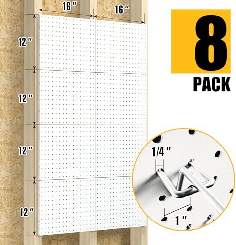 Spampur Peg Board, 8 Pack Metal Pegboard Panels - Image 3