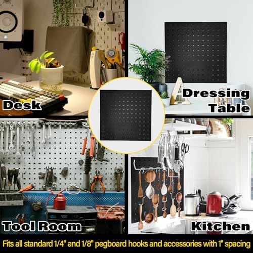 4 Pack Metal Pegboard Panels, Garage Tool Storage, Office Organization - Image 6