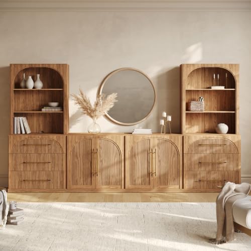 BELLEZE Jagger 130" Wall Unit 6-Piece Modular TV Stand by BELLEZE