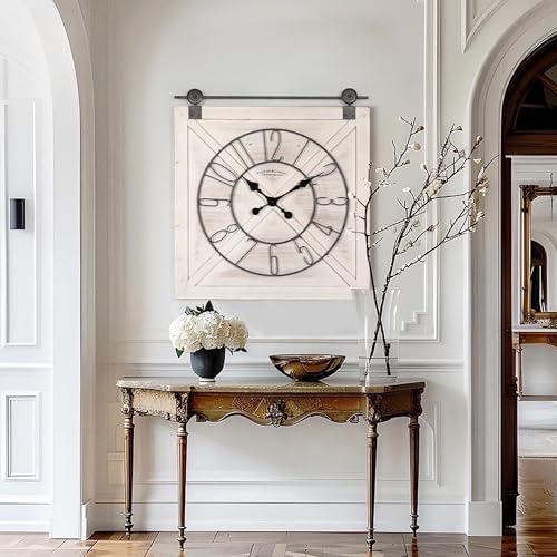 Oakrain Rustic Large Wall Clock, Classic Vintage Hanging Clock, Silent - Image 7
