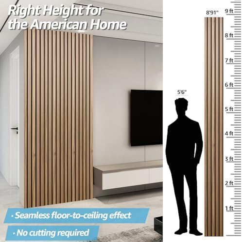 Art3d 4-Pack Fluted Acoustic Wood Slat Wall Panel, 107 x 8 Inch - Image 2