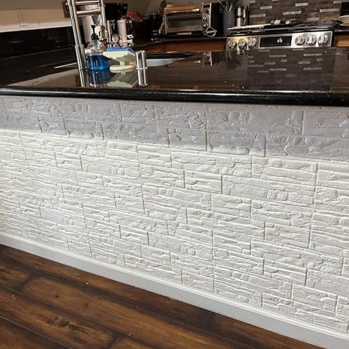 24Pcs 3D Faux Stone Wall Panels Self-Adhesive Foam Wallpaper White - Image 6