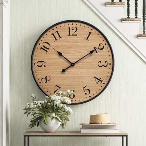 Rustic Farmhouse Wall Clocks for Living Room Decor, Large 24 inch Wall Clock by UPPER+DECOR