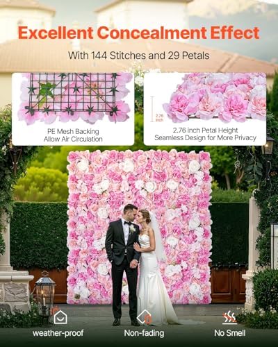VEVOR 3D Flower Wall Panel, Artificial Floral Wall Background Mesh Backing Mat - Image 3