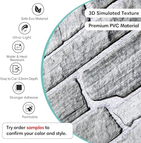 Commomy Faux Stone 3D Wall Panels Peel and Stick - Image 4
